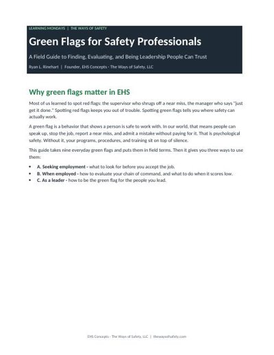 Green Flags for Safety Professionals field guide